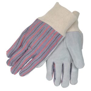 Black Stallion Shoulder Split Cowhide/Canvas Back Basic Leather Palm Work Gloves