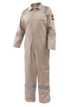 Black Stallion AR/FR Cotton Coverall with Reflective FR Tape, Stone Khaki CF2118-ST