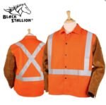 Black Stallion Orange FR Cotton & Cowhide Hybrid™ Jacket, Reflectives - 30" #JH1012-OR - Image 2