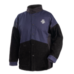 BSX® FR Cotton & Cowhide Hybrid Welding Jacket, Navy & Black JH1016-NB - Image 2